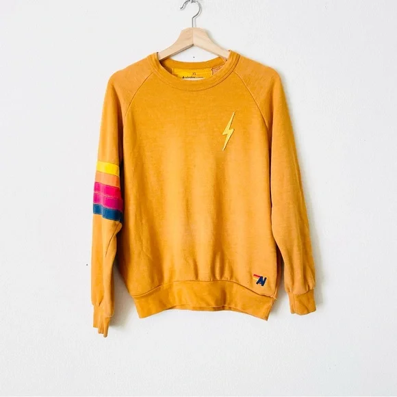 Aviator Nation XS Bolt Stitch Sweatshirt in Nugget gold - Picture 1 of 8